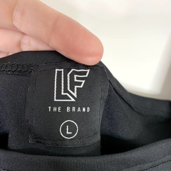 LF The Brand Black Crop Tank Top Large Black Purple Logo Athleisure Athletic - Picture 3 of 6